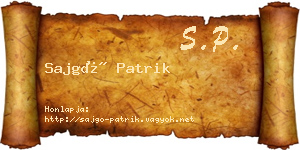 Sajgó Patrik névjegykártya